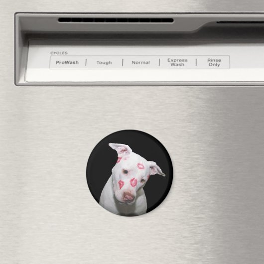 Weiße Welpenhündin-Liebe, versiegelt mit Lipstick Magnet (In Situ (Geschirrspüler))