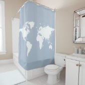 Weiße Weltkarte in hellblau Duschvorhang (Beispiel)