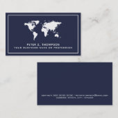 weiße Weltkarte mit dunkelblauer Weltkarte Visitenkarte (Vorne/Hinten)