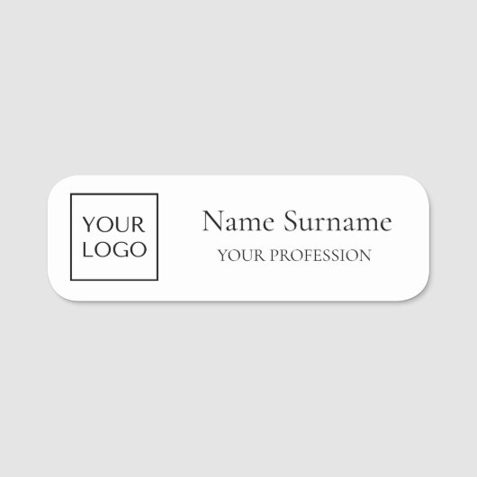 Weiße Werbeartikel mit Logo Namensschild (Vorderseite)