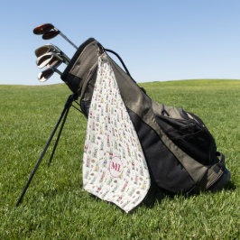 Weiße Westen mit Zubehör Whimsikale Monogramm Golfhandtuch