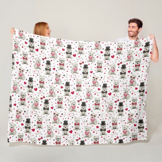 Weiße Westie mit Zubehör Whimsical Fleecedecke (Beispiel)