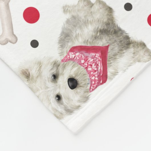 Weiße Westie mit Zubehör Whimsical Fleecedecke (Ecke)