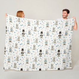 Weiße Westie mit Zubehör Whimsical Fleecedecke