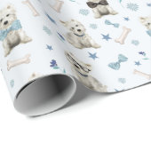 Weiße Westie mit Zubehör Whimsical Geschenkpapier (Rolleneckpunkt)
