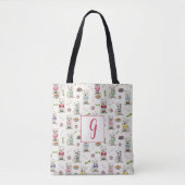 Weiße Westies mit Accessoires Monogramm Tasche (Vorderseite)