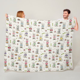 Weiße Westies mit Zubehör Whimsical Fleecedecke
