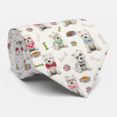 Weiße Westies mit Zubehör Whimsical Krawatte (Gerollt)