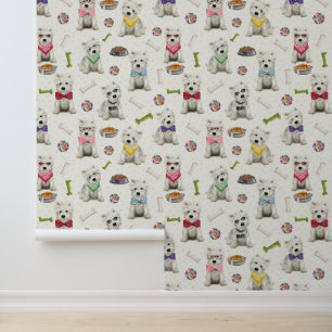 Weiße Westies mit Zubehör Whimsical Tapete