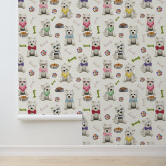 Weiße Westies mit Zubehör Whimsical Tapete