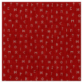 Weiße Wikingrunenmuster auf rotem Hintergrund Stoff (Nahaufnahme)