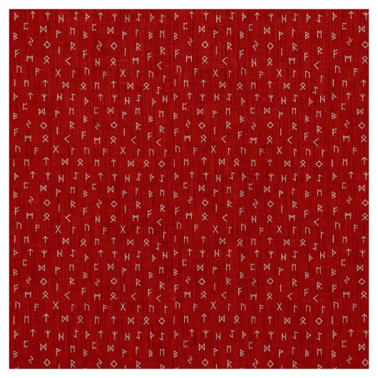 Weiße Wikingrunenmuster auf rotem Hintergrund Stoff (Muster)
