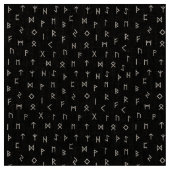 Weiße Wikingrunenmuster auf schwarzem Hintergrund Stoff (Nahaufnahme)