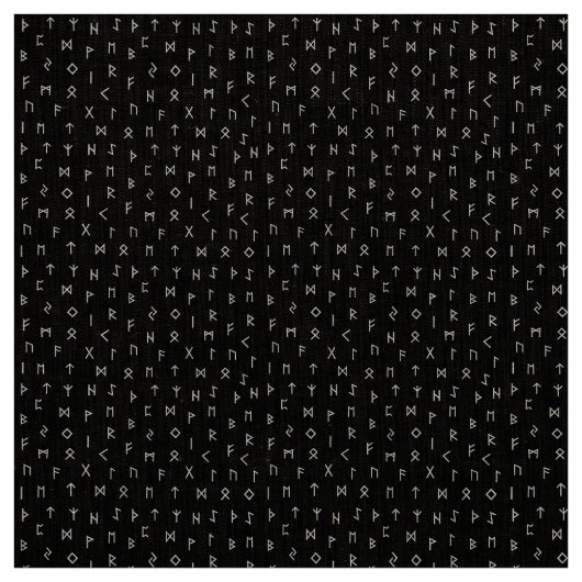 Weiße Wikingrunenmuster auf schwarzem Hintergrund Stoff (Muster)