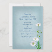 Weiße Wildblume auf blauem Brautparty Einladung (Rückseite)