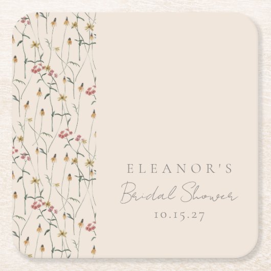 Weiße Wildblume Blumenbenutzerdefiniertes Brautpar Rechteckiger Pappuntersetzer (Vorderseite)