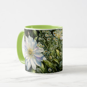 Weiße Wildblume Blumengarten Tasse