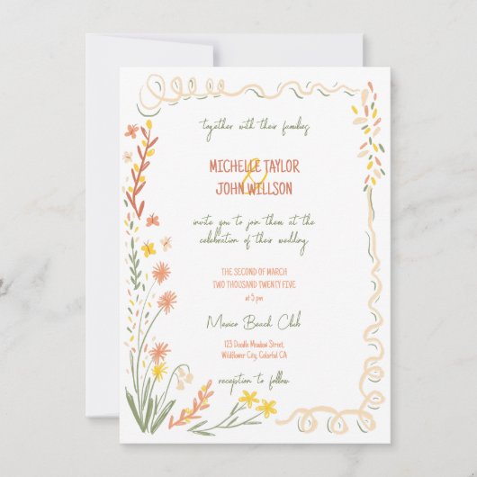 Weiße Wildblume Einladung (Vorderseite)