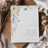 Weiße Wildblume | Einladung von Gold Foil