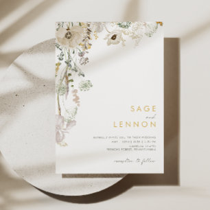 Weiße Wildblume   Einladung zur Hochzeit