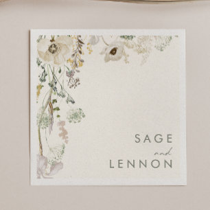 Weiße Wildblume Elfenbein Wedding Napkin Serviette