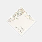 Weiße Wildblume | Elfenbein Wedding Napkin Serviette (Ecke)