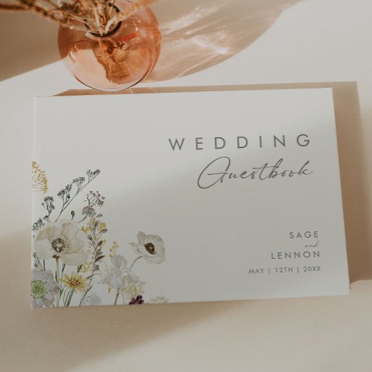 Weiße Wildblume | Elfenbeinhochzeit Gästebuch