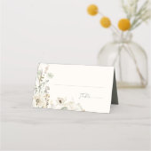 Weiße Wildblume | Elfenbeinkühe und abgeklappte Ge Platzkarte (Vorderseite)