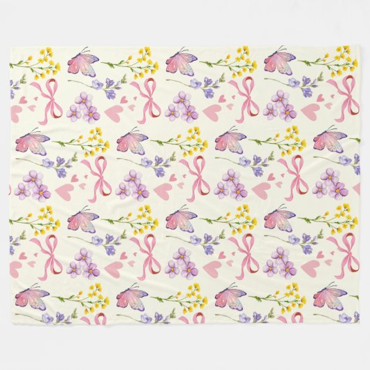 Weiße Wildblume Fleece Blanket (Vorderseite (Horizontal))