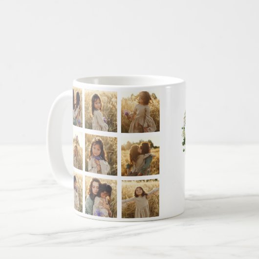 Weiße Wildblume Foto Kaffeetasse (Vorderseite Links)