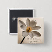 Weiße Wildblume Hochzeit Button (Vorne & Hinten)