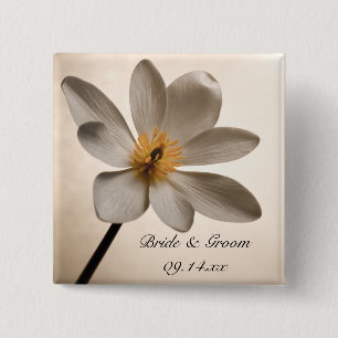 Weiße Wildblume Hochzeit Button