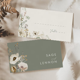 Weiße Wildblume | Hochzeit von Elfenbein Platzkarte