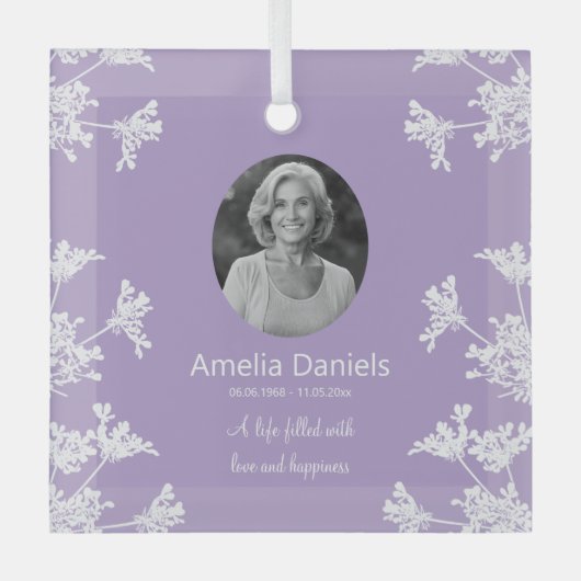 Weiße Wildblume im liebenden Speicher Ornament Aus Glas (Vorderseite)