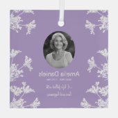 Weiße Wildblume im liebenden Speicher Ornament Aus Glas (Rückseite)