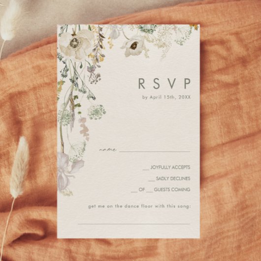 Weiße Wildblume | Ivory Song Request RSVP Karte
