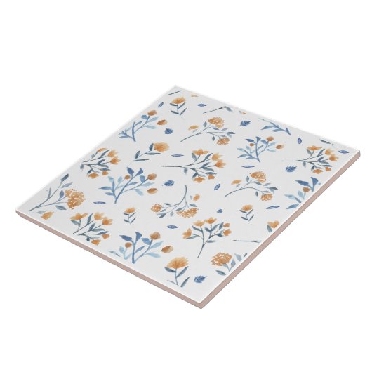 Weiße Wildblume Keramik Tile Fliese (Seite)