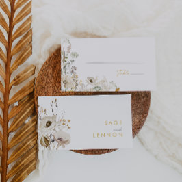Weiße Wildblume Meadow Flat Wedding Platzkarte
