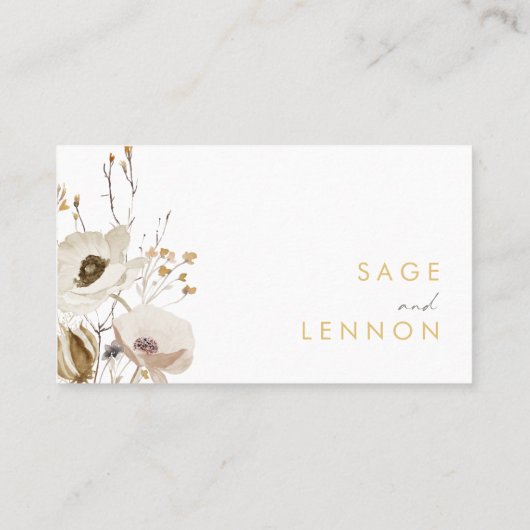 Weiße Wildblume Meadow Flat Wedding Platzkarte (Rückseite)