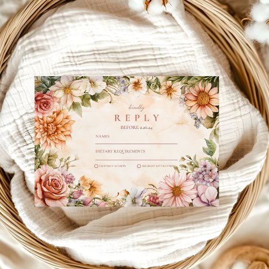 Weiße Wildblume Meadow Garden Abschluss RSVP Karte