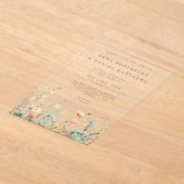 Weiße Wildblume Meadow Wedding Acryleinladungen (Ablage )