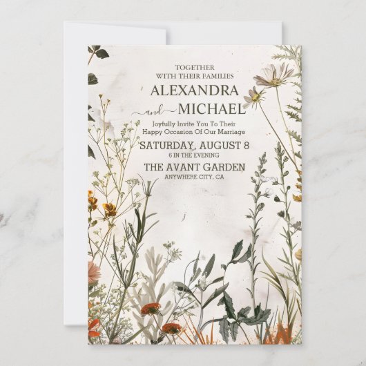 Weiße Wildblume Meadow Wedding Einladung (Vorderseite)