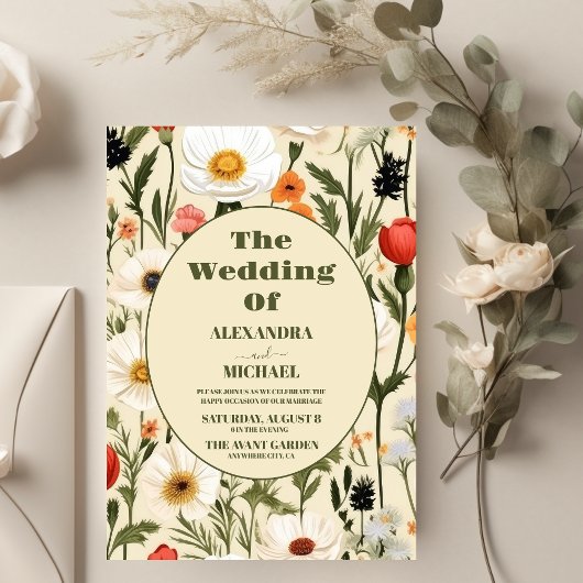Weiße Wildblume Meadow Wedding Einladung