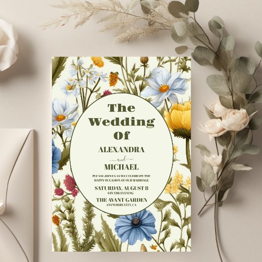 Weiße Wildblume Meadow Wedding Einladung