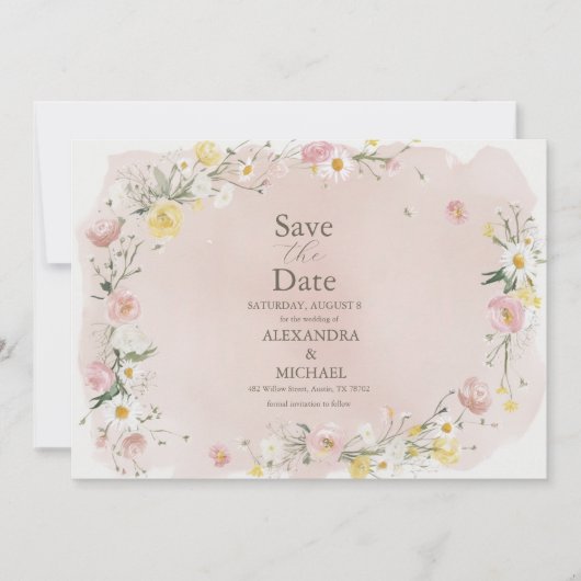 Weiße Wildblume Meadow Wedding Save The Date (Vorderseite)