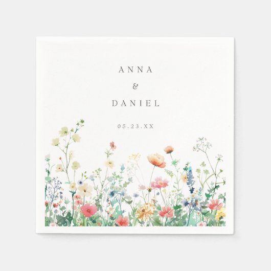 Weiße Wildblume Meadow Wedding Serviette (Vorderseite)