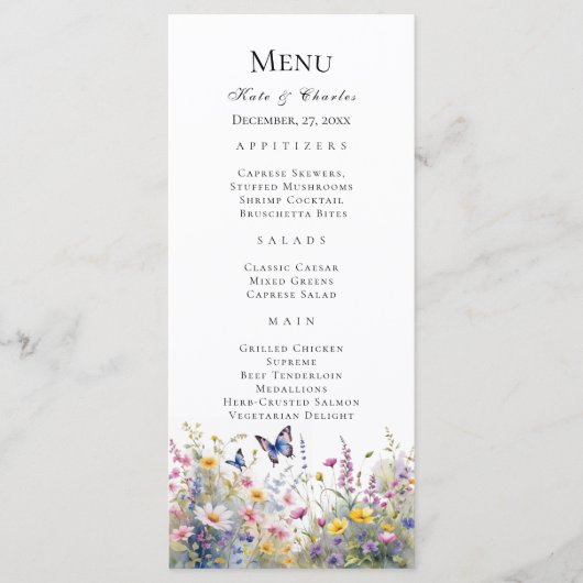 Weiße Wildblume Menükarte (Vorderseite)