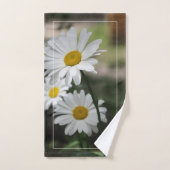 Weiße Wildblume mit dunkelgrün Badhandtuch Set (Handtuch)