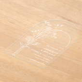 Weiße Wildblume Moderne Minimalistische Bogenhochz Acryleinladungen (Ablage )