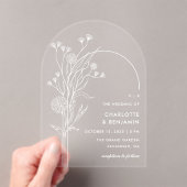 Weiße Wildblume Moderne Minimalistische Bogenhochz Acryleinladungen (Insitu (Handheld))